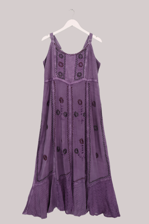 Indian Embroidered Sundress in Lilac Haze - Free Size 3XL by All About Audrey