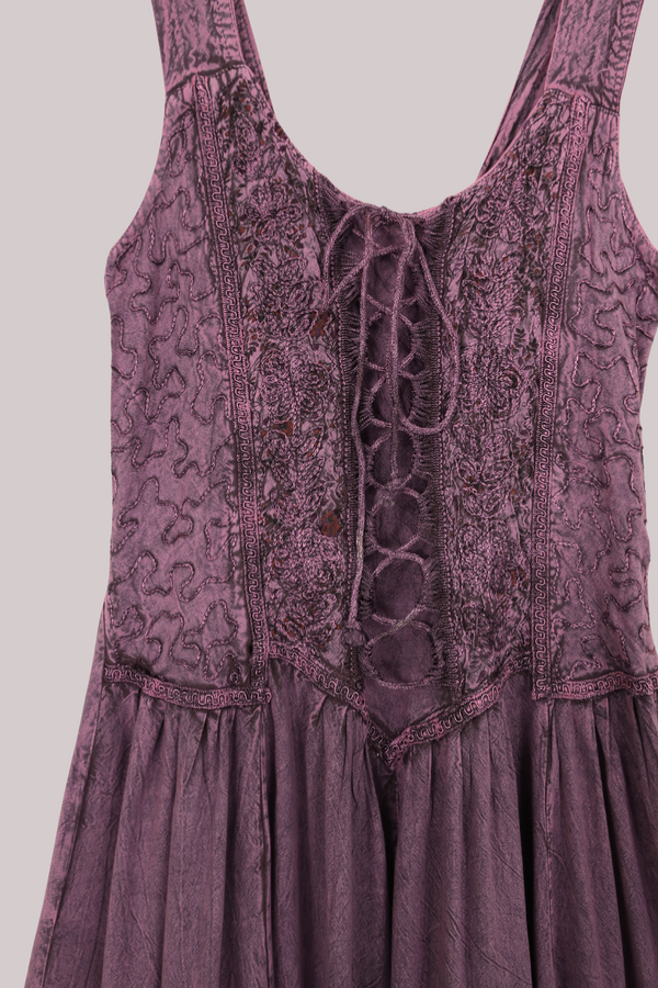 Indian Embroidered Corset Maxi in Lilac Haze Floral - Free Size by All About Audrey