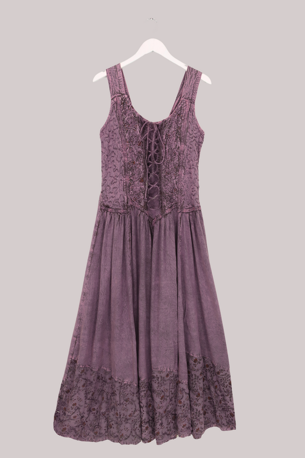Indian Embroidered Corset Maxi in Lilac Haze Floral - Free Size by All About Audrey