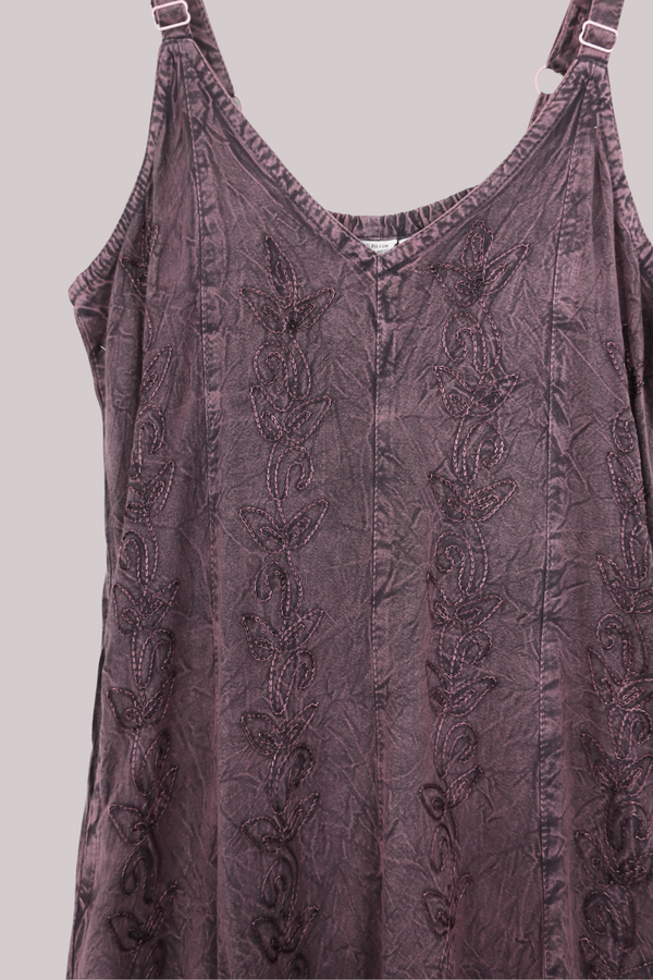 Indian Embroidered Mini Slip Dress in Lilac Haze by All About Audrey