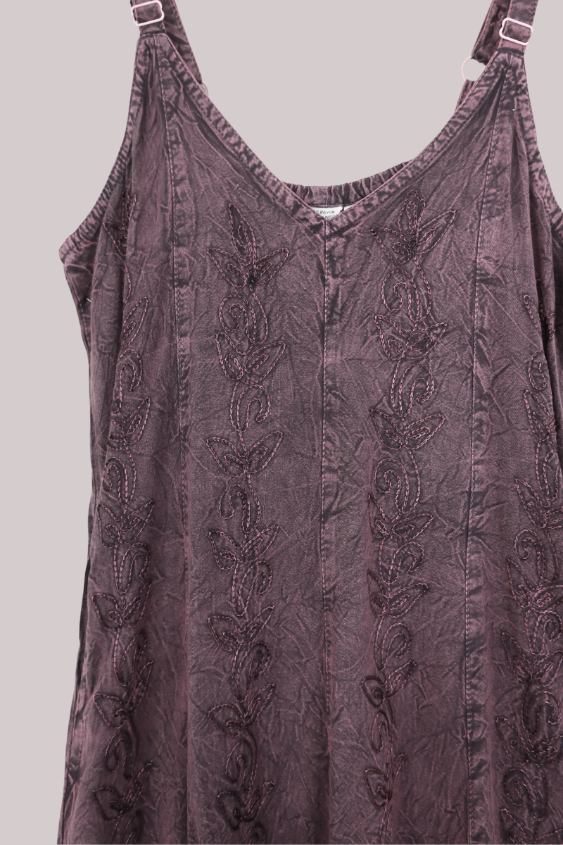 Indian Embroidered Mini Slip Dress in Lilac Haze by All About Audrey