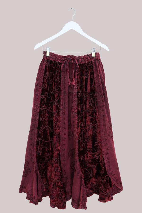 Velvet Handkerchief Midi Skirt in Jewelled Rouge - Free Size by All About Audrey