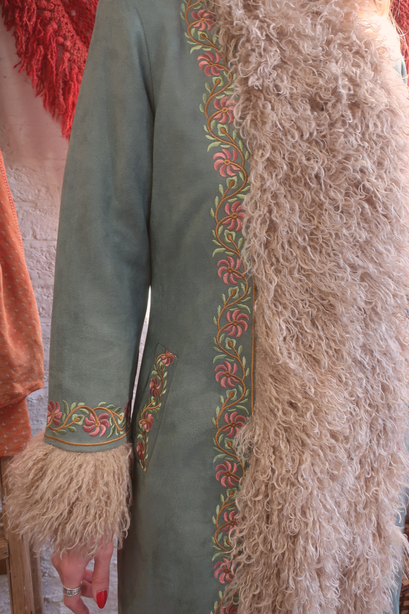 Fleetwood Embroidered Penny Lane Coat in Sara Green