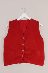 Vintage Vivid Red Corduroy Waistcoat - Size S/M by All About Audrey
