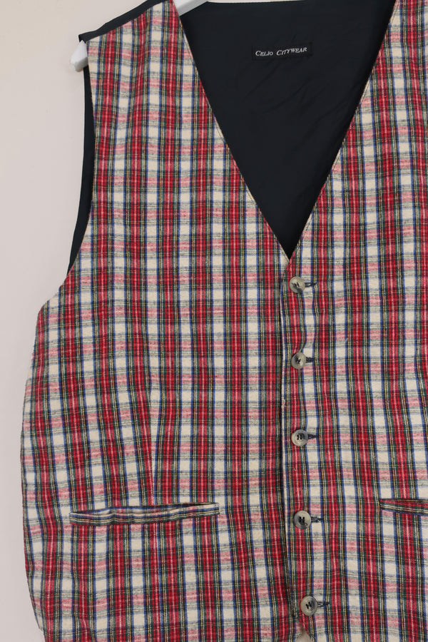 Vintage Traditional Shortbread Tin Tartan Waistcoat - Size L