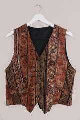 Vintage Copper Indian Block Print Waistcoat - Size S by All About Audrey