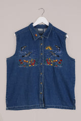 Vintage Sea Life Denim Waistcoat - Size XL by All About Audrey