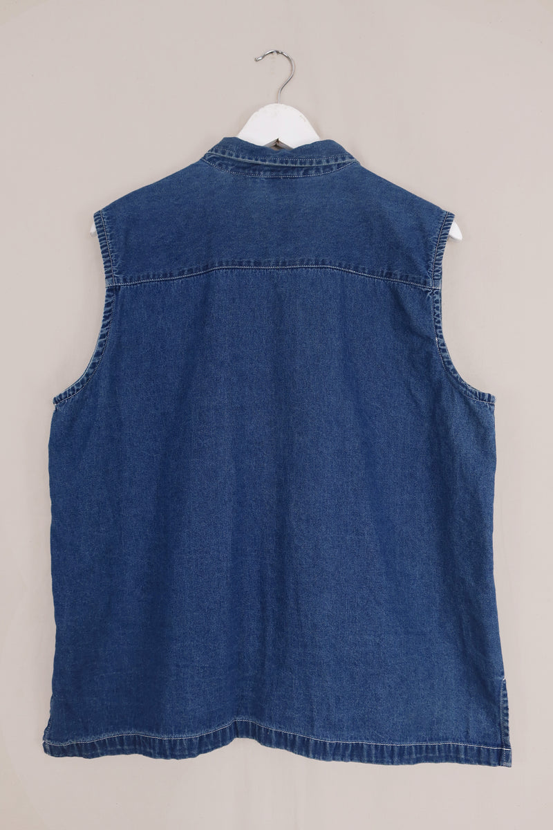 Vintage Sea Life Denim Waistcoat - Size XL by All About Audrey