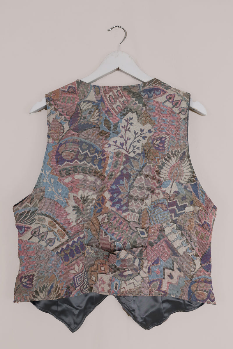 Vintage Pastel Indian Tapestry Waistcoat - Size M/L
