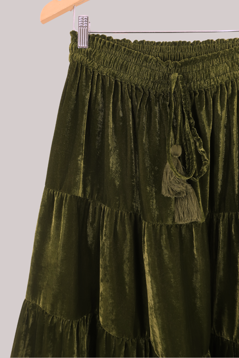 Khroma Venus Maxi Skirt in Ophelia Green Velvet