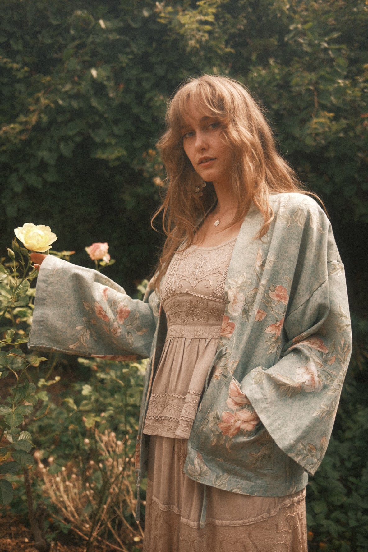 Emmeline Vintage Curtain Jacket in Lilypad Pond Blue