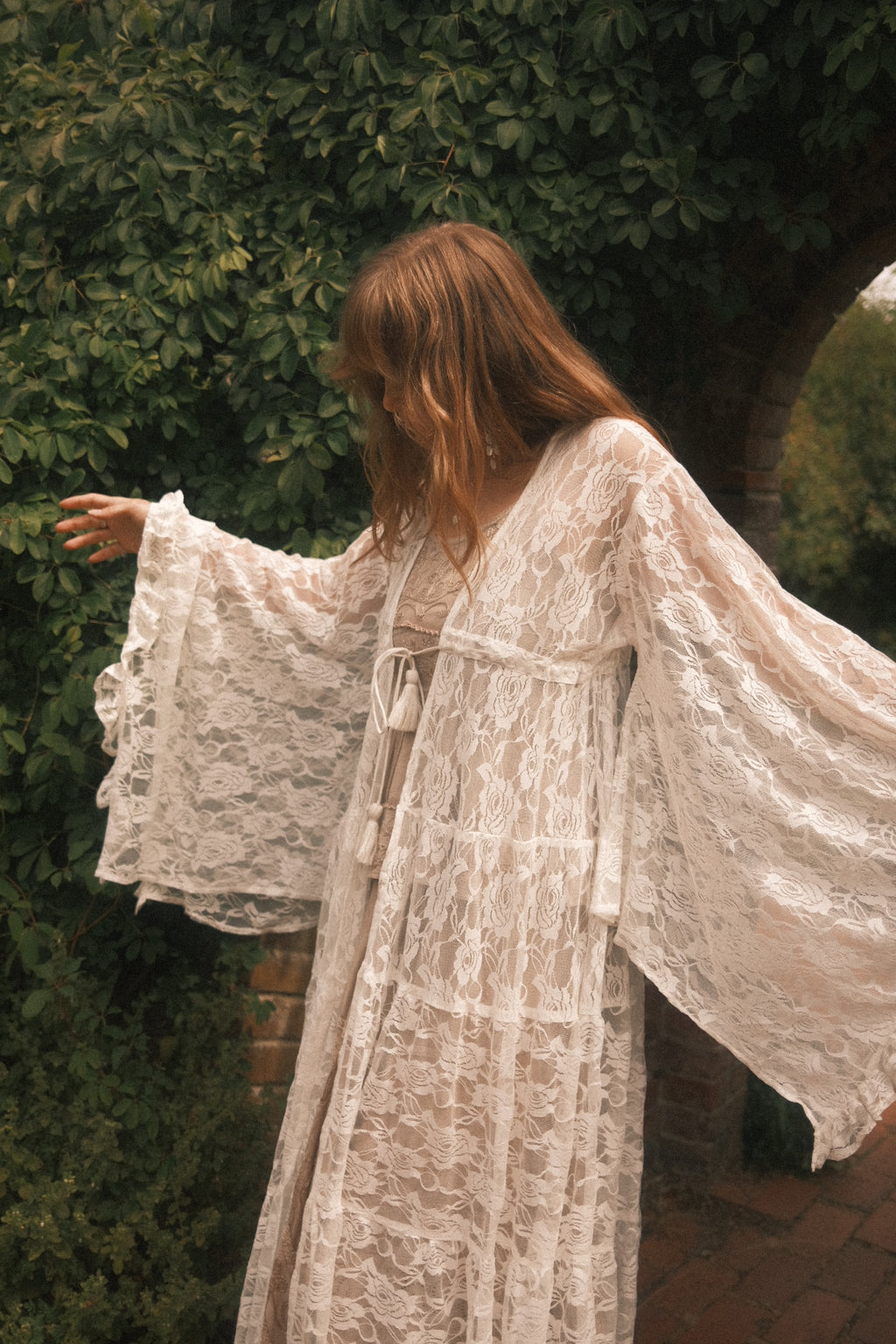 Circe Maxi Gown in White Swan Chantilly Lace