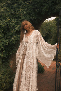 Circe Maxi Gown in White Swan Chantilly Lace