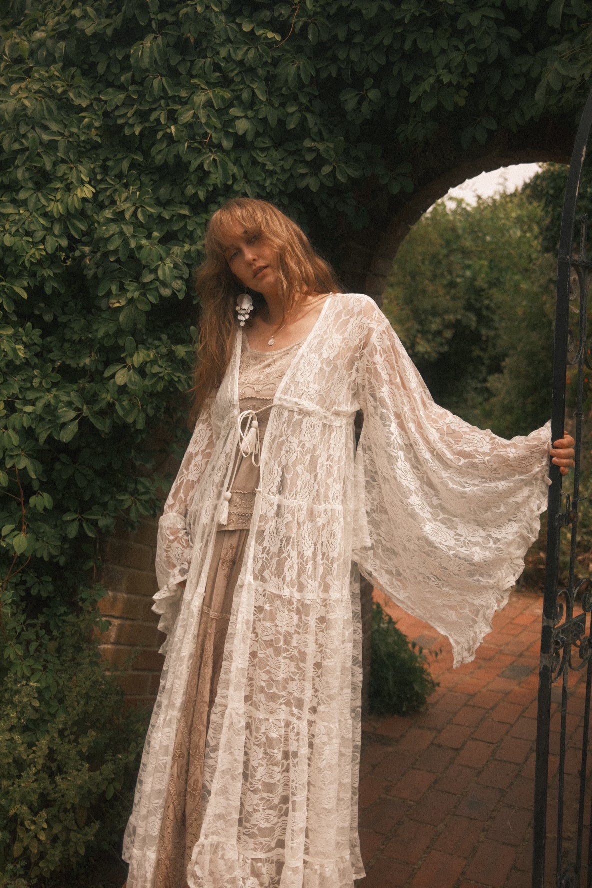 Circe Maxi Gown in White Swan Chantilly Lace