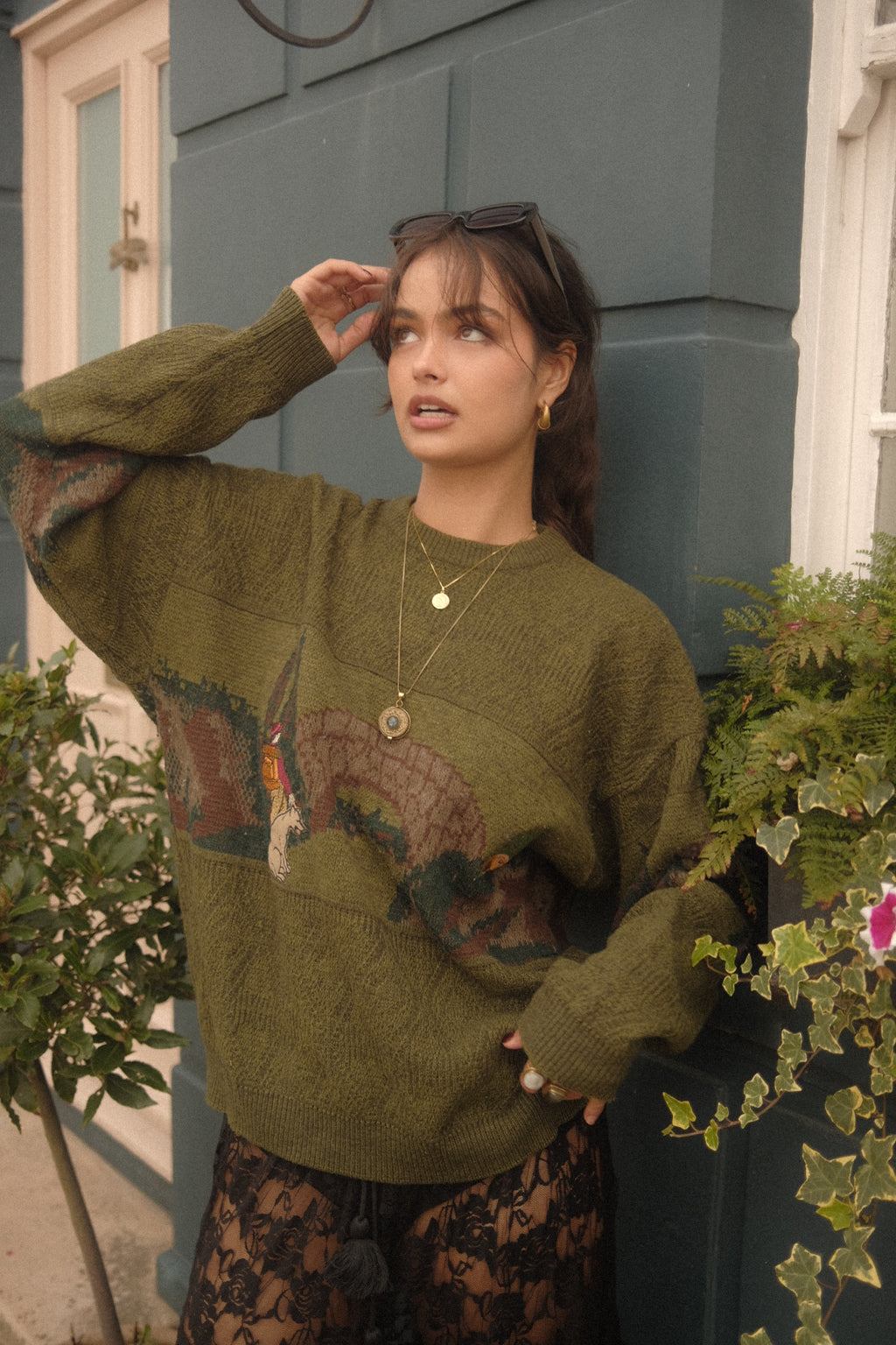 Vintage Knit Jumper in A Hike With Wolf - Size XL