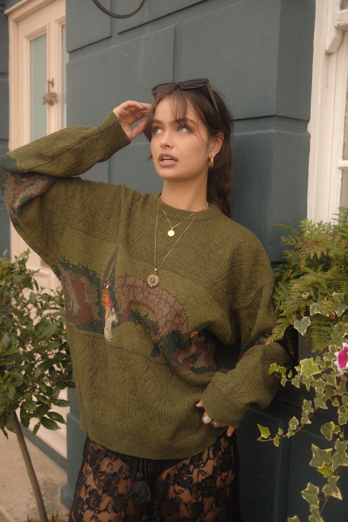 Vintage Knit Jumper in A Hike With Wolf - Size XL