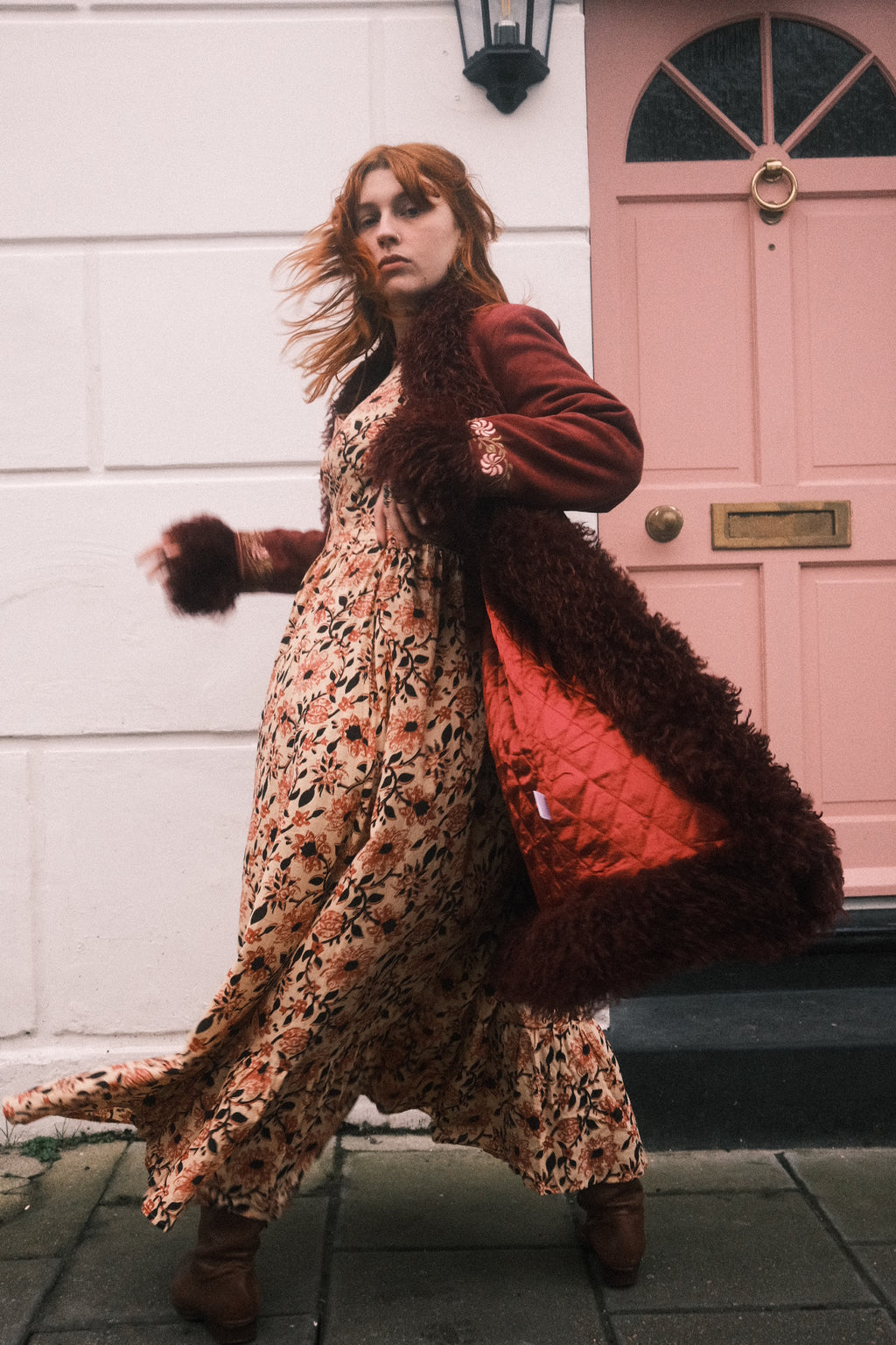 Fleetwood Embroidered Penny Lane Coat in Tango in the Night Burgundy