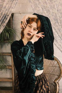 Khroma Venus Wrap Top in Diesel Green Ice Velvet