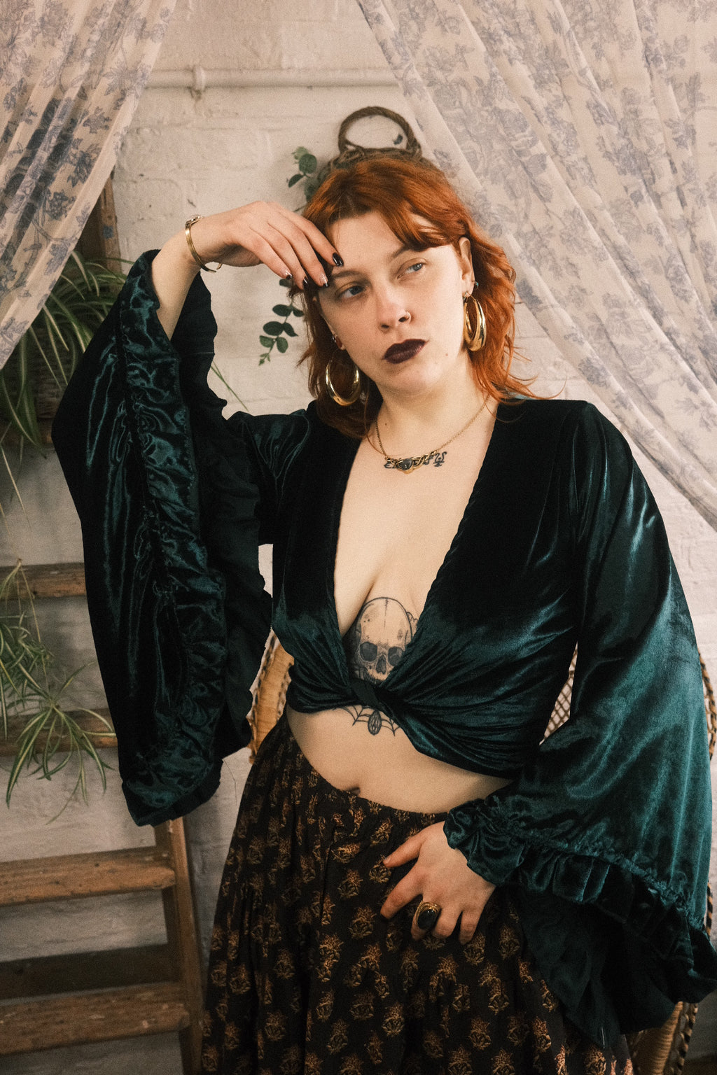 Khroma Venus Wrap Top in Diesel Green Ice Velvet