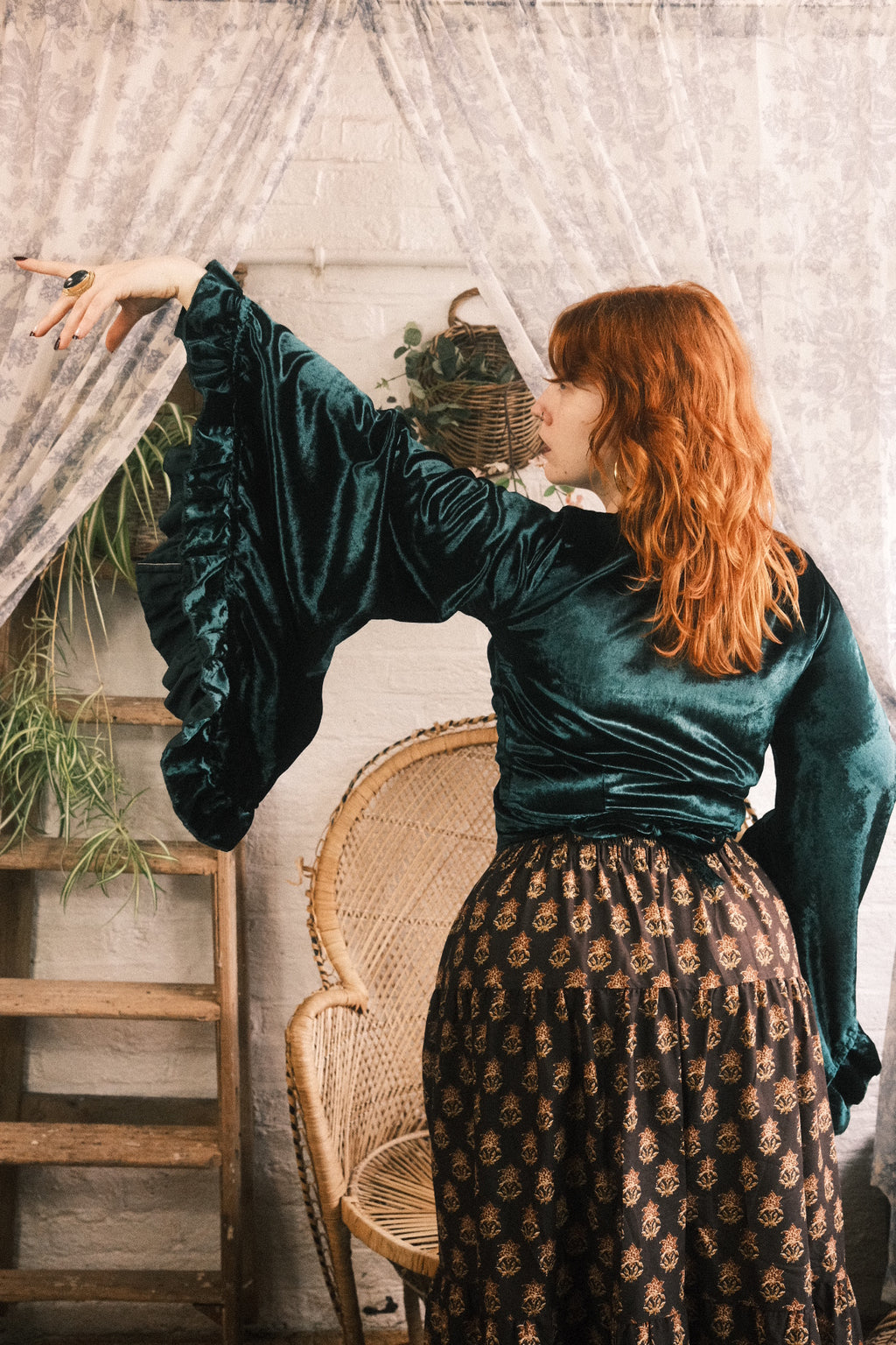 Khroma Venus Wrap Top in Diesel Green Ice Velvet