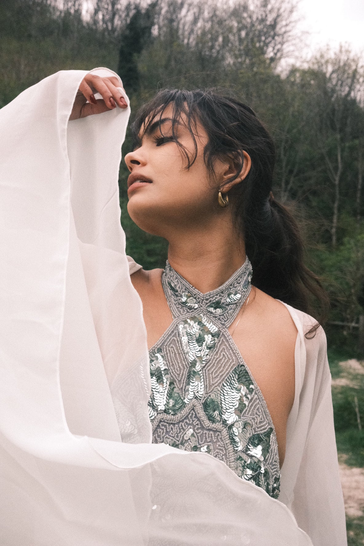 The Madonna Sheer Wrap Top in Cloud White