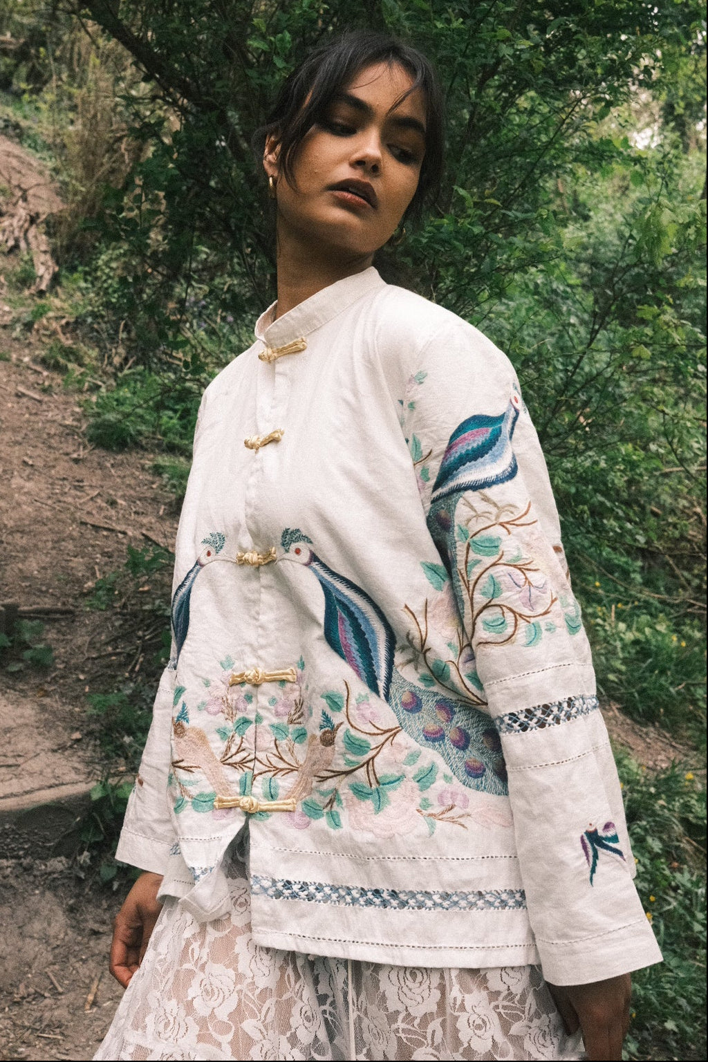 Emmeline Vintage Tablecloth Jacket in Pride of the Peacock