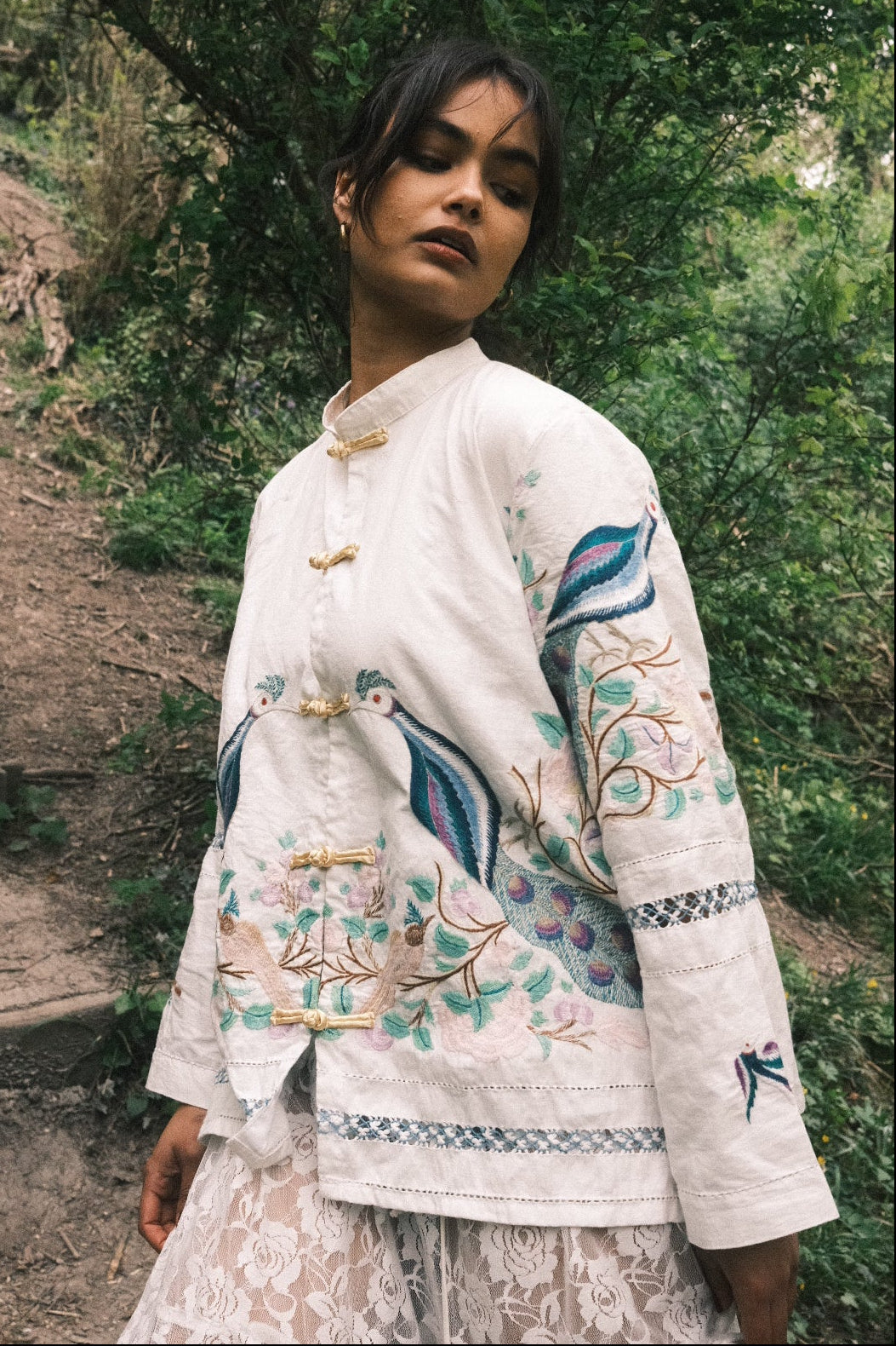 Emmeline Vintage Tablecloth Jacket in Pride of the Peacock