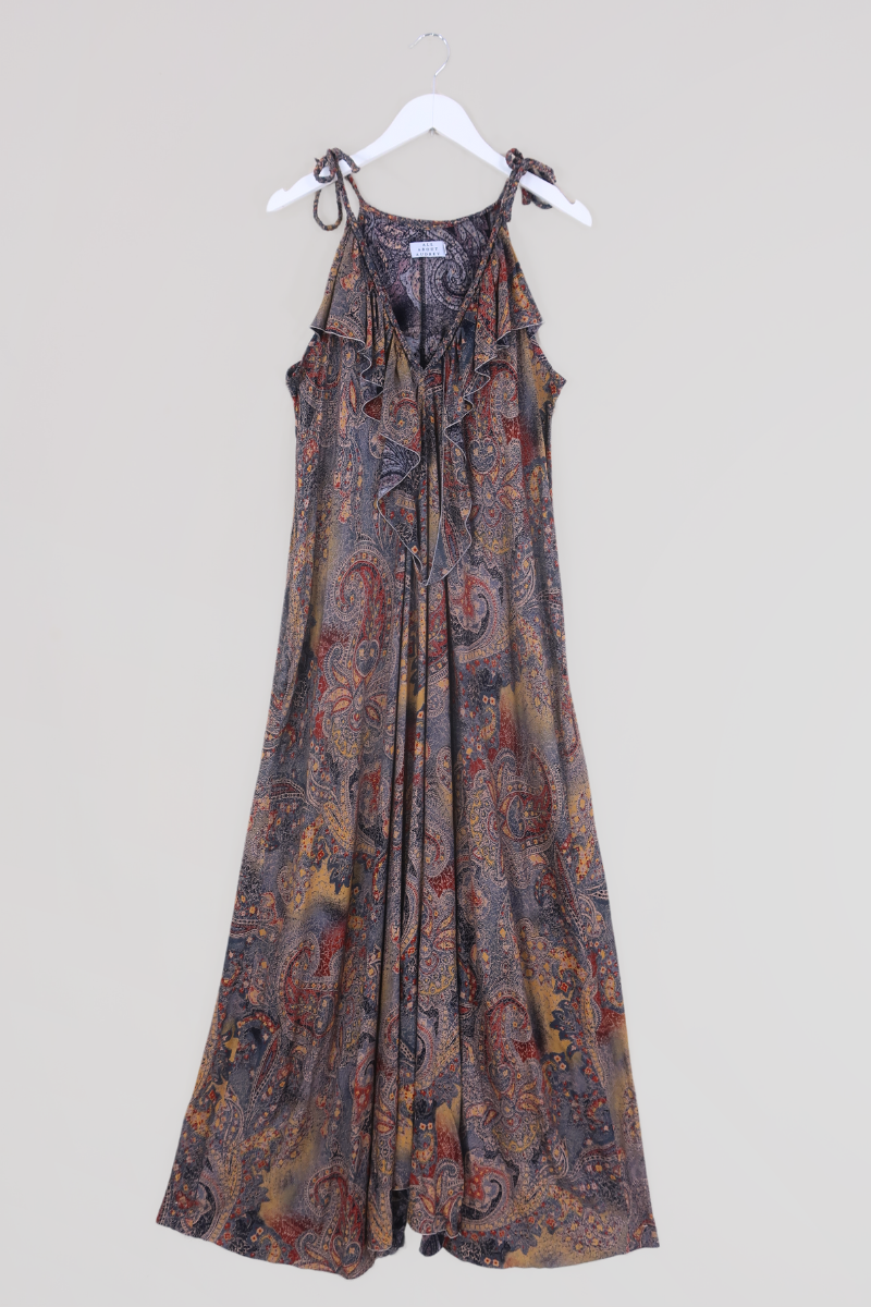 Delphi Maxi Halter Dress in Ash Batik Paisley by All About Audrey