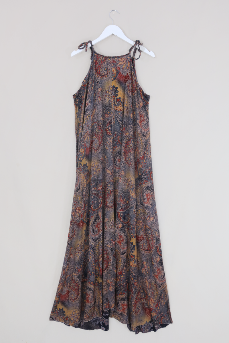Delphi Maxi Halter Dress in Ash Batik Paisley by All About Audrey