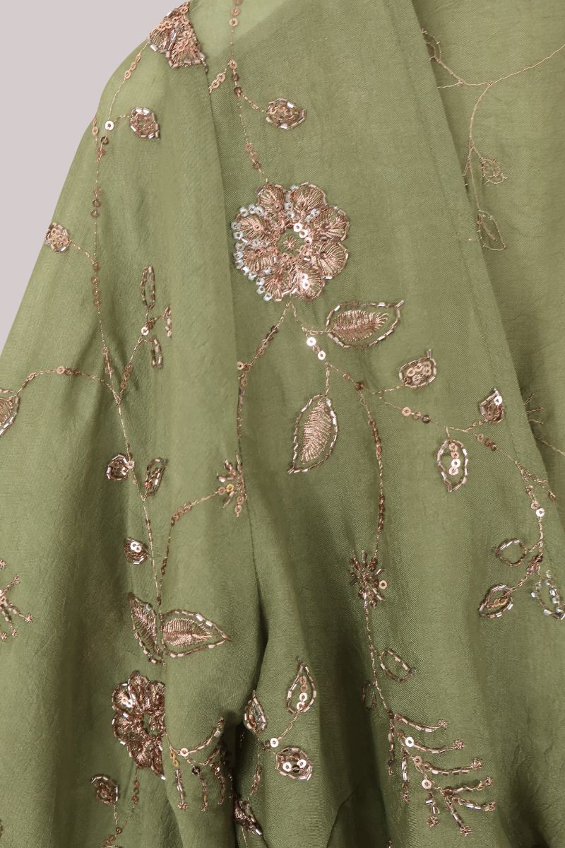 Venus Beaded Vintage Sari Wrap Top in Dewdrop Green