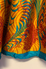 Daphne Dress - Vivid Amber & Turquoise Palms - Vintage Sari - Size S/M