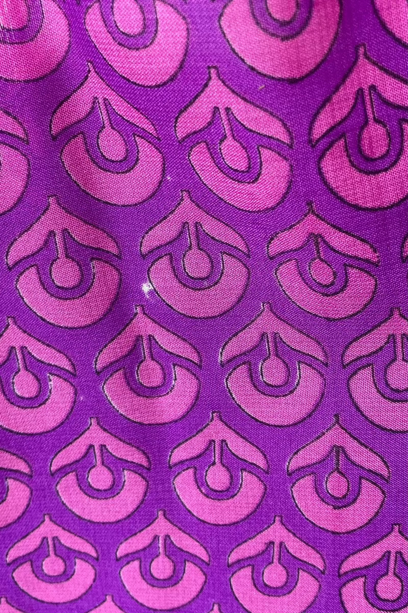 Rosemary Maxi Dress - Vintage Indian Sari - Fuchsia & Sapphire Flower Motif - Size XS/S by All About Audrey