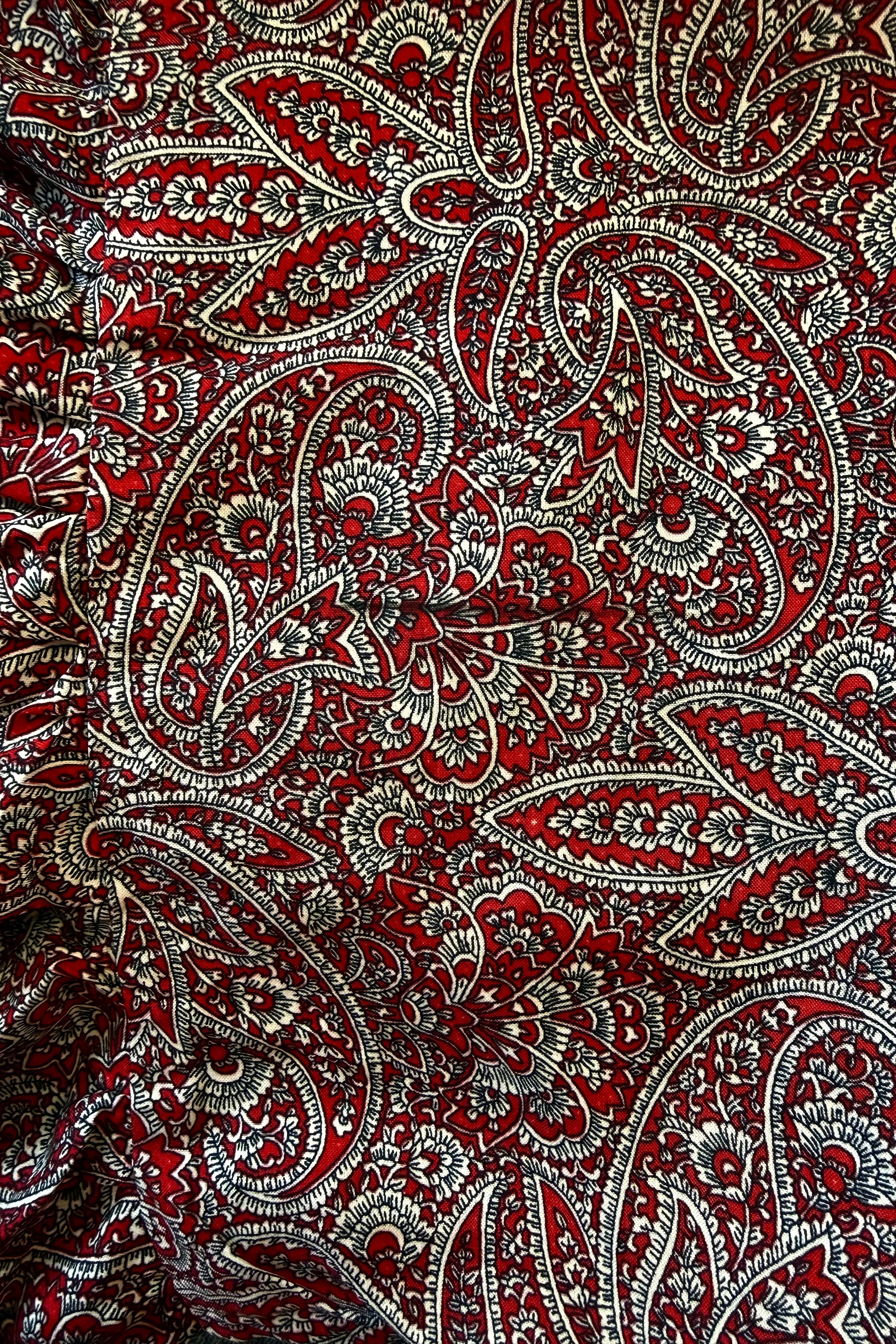 Poppy Vintage Sari Smock Dress in Jewel Red & Jade Floral Paisley - Size XXS