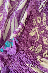 Pearl Top - Vintage Sari - Soft Lilac Leaves - XS - S By All About Audrey