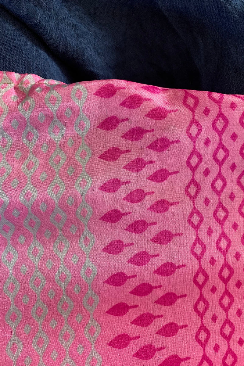Venus Wrap Top - Candy Pink Pines - Vintage Sari - Size XS