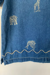 Vintage Denim Shirt - Animals of the Savanna - Size S/M