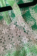 Vintage Dress - Watercolour Landscape Crochet Maxi - Size XS