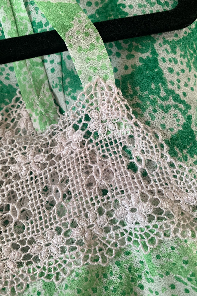Vintage Dress - Watercolour Landscape Crochet Maxi - Size XS