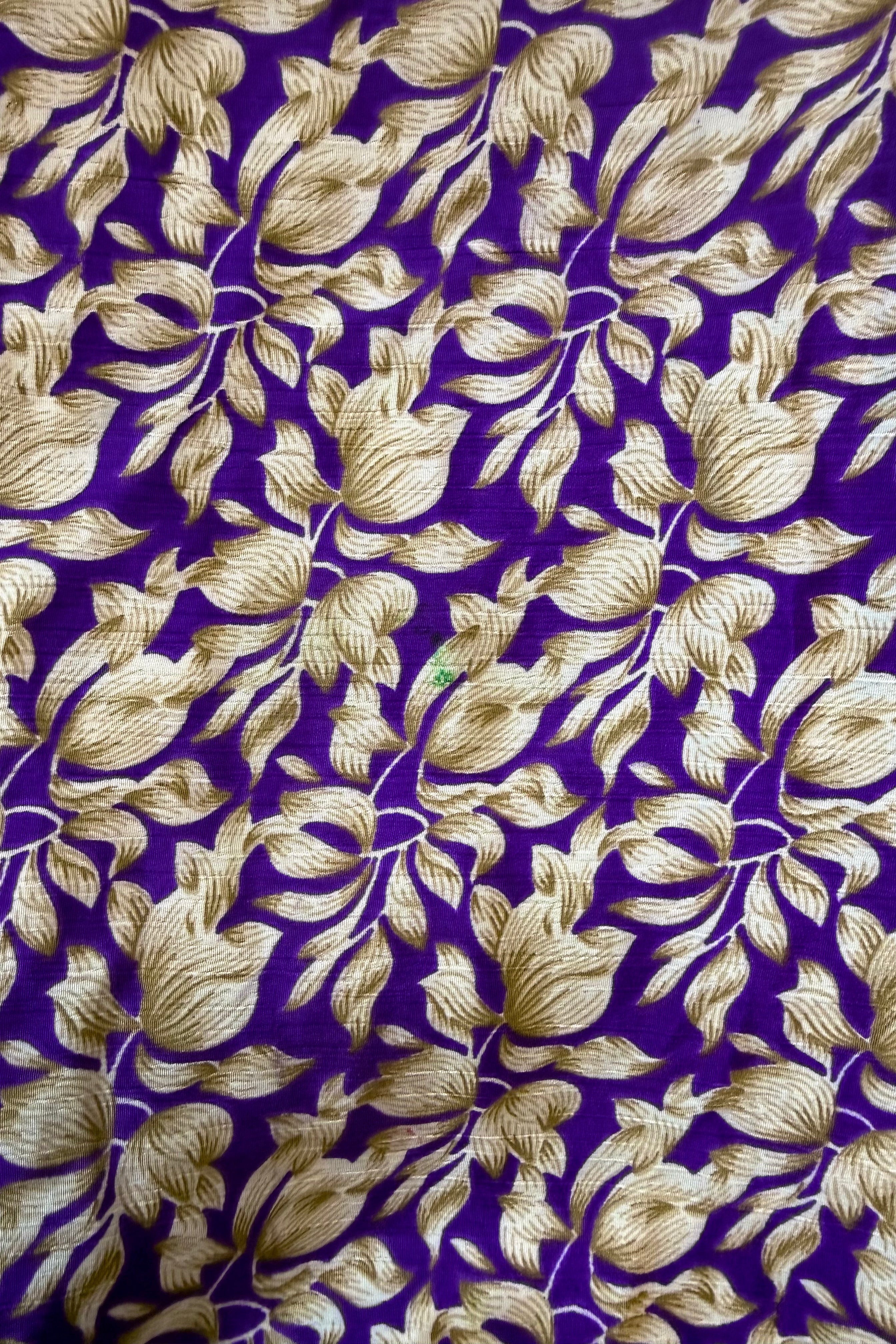 Rosemary Vintage Sari Maxi Dress in Purple & Fawn Potpourri - Size S/M