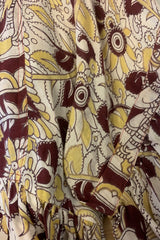SALE Daisy Maxi Smock Dress - Vintage Purple & Ivory Peacock Floral Print - Vintage Cotton - Size M/L
