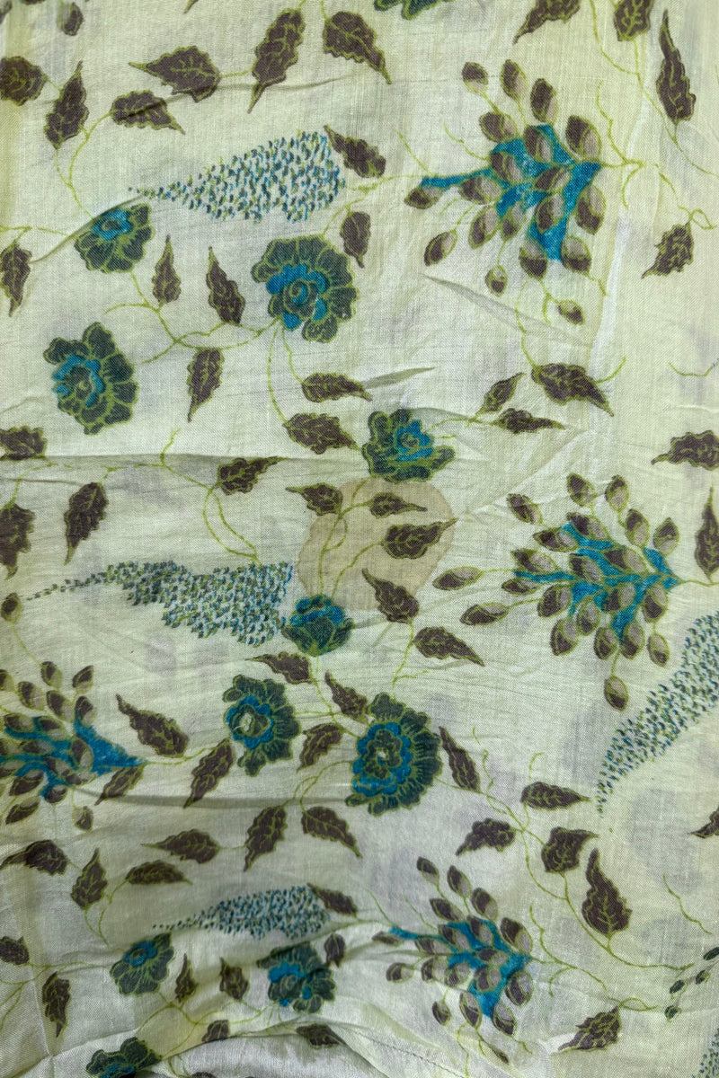 Daisy Vintage Cotton Maxi Dress - Sage Green & Hazelnut Floral - Size XS