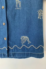 Vintage Denim Shirt - Animals of the Savanna - Size S/M