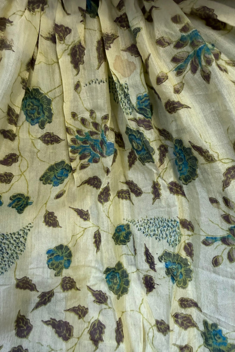 Daisy Vintage Cotton Maxi Dress - Sage Green & Hazelnut Floral - Size XS