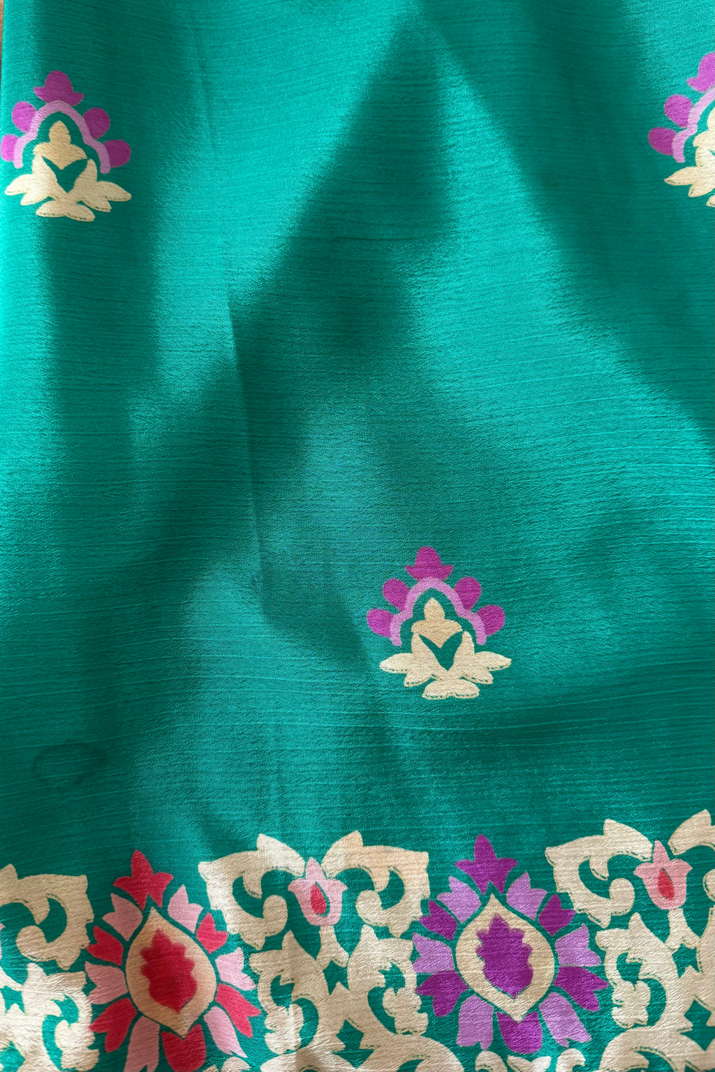 Venus Recycled Sari Wrap Top in Jasmine Green Floral Crests - Size M/L