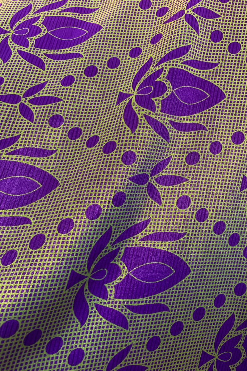 Lola Wrap Dress - Prim Purple & Lime Motif - Size M/L