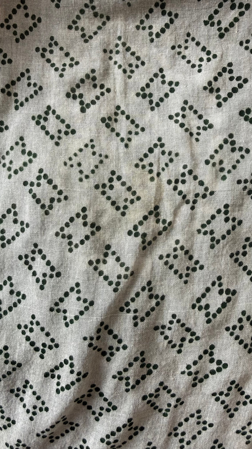 Daisy Vintage Cotton Maxi Dress in Emerald Green & White - Size S/M