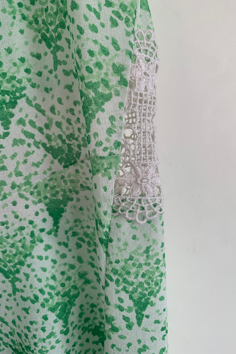 Vintage Dress - Watercolour Landscape Crochet Maxi - Size XS