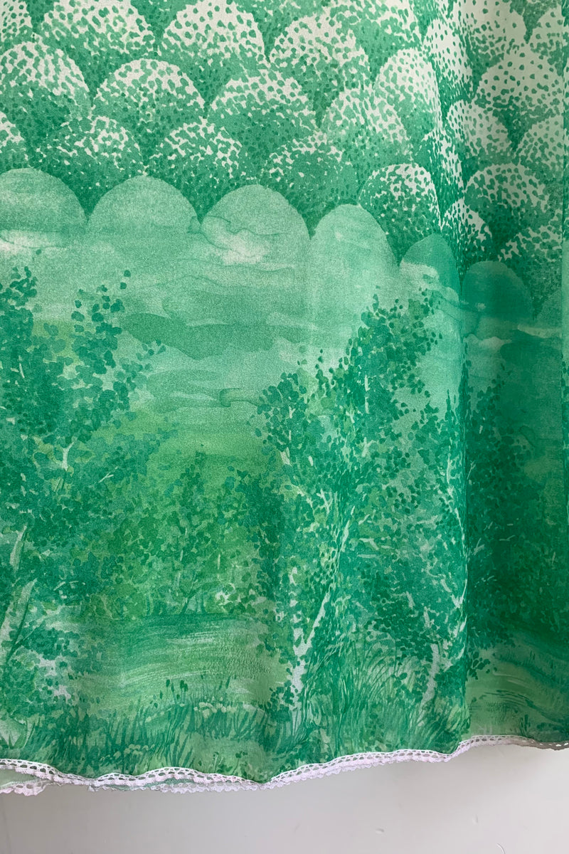 Vintage Dress - Watercolour Landscape Crochet Maxi - Size XS