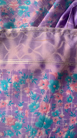 Honey Mini Dress - Blossom Floating in a Lilac Pool - Vintage Indian Sari - Free Size