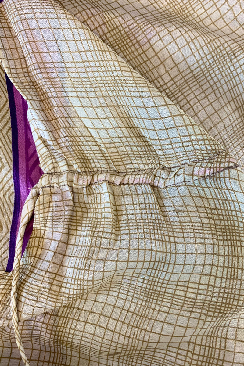 SALE Eden Halter Maxi Dress - Vintage Sari - Amethyst & Ivory Stripe - Free Size S to L